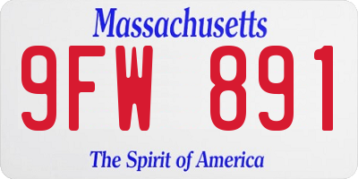 MA license plate 9FW891