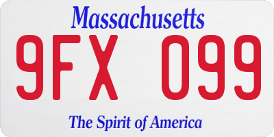 MA license plate 9FX099