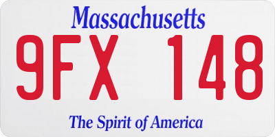 MA license plate 9FX148
