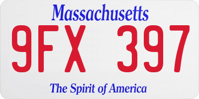 MA license plate 9FX397