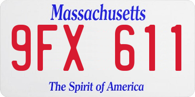 MA license plate 9FX611