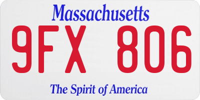 MA license plate 9FX806