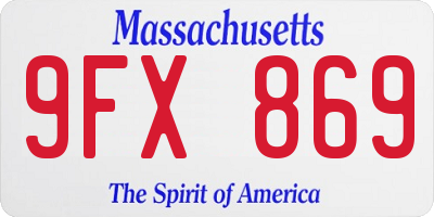 MA license plate 9FX869