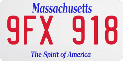 MA license plate 9FX918