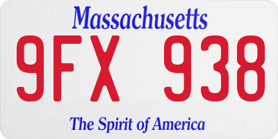 MA license plate 9FX938