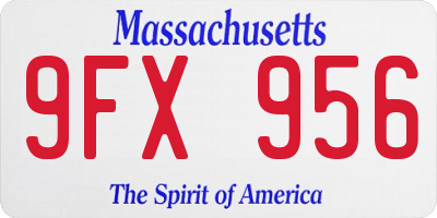 MA license plate 9FX956