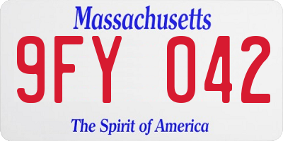 MA license plate 9FY042