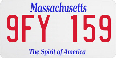 MA license plate 9FY159
