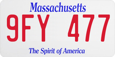 MA license plate 9FY477