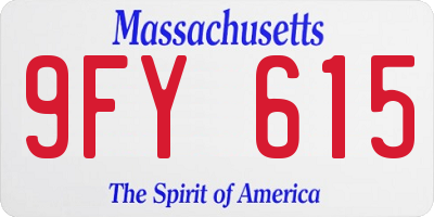 MA license plate 9FY615