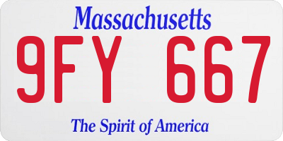 MA license plate 9FY667