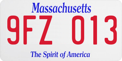 MA license plate 9FZ013