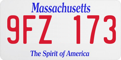 MA license plate 9FZ173