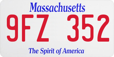 MA license plate 9FZ352