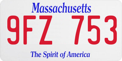 MA license plate 9FZ753