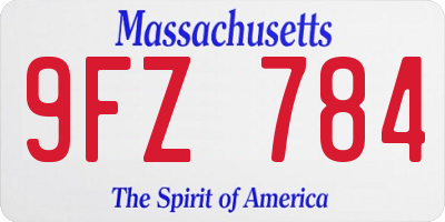 MA license plate 9FZ784