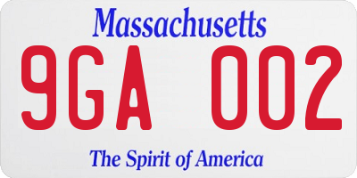 MA license plate 9GA002