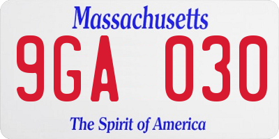 MA license plate 9GA030