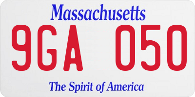 MA license plate 9GA050