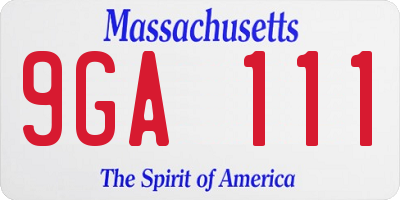MA license plate 9GA111