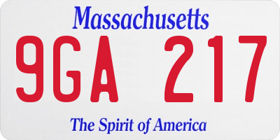 MA license plate 9GA217