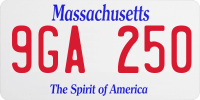 MA license plate 9GA250