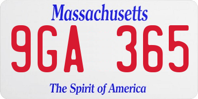 MA license plate 9GA365