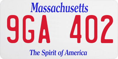 MA license plate 9GA402