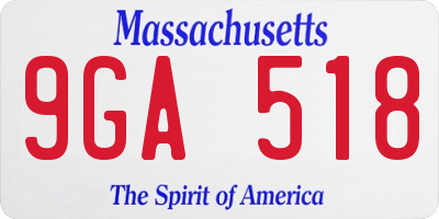 MA license plate 9GA518