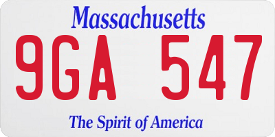 MA license plate 9GA547