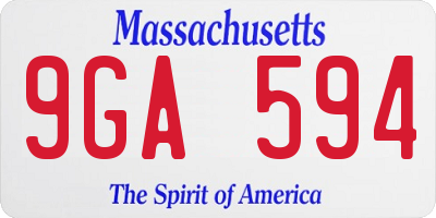 MA license plate 9GA594