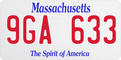 MA license plate 9GA633