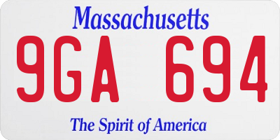 MA license plate 9GA694