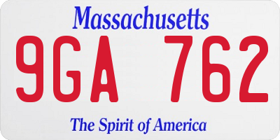 MA license plate 9GA762