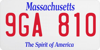 MA license plate 9GA810