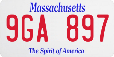 MA license plate 9GA897