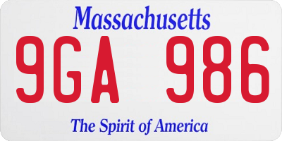 MA license plate 9GA986