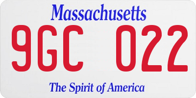 MA license plate 9GC022