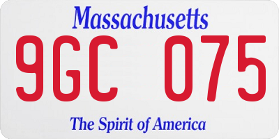 MA license plate 9GC075
