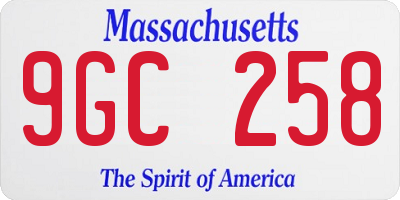 MA license plate 9GC258