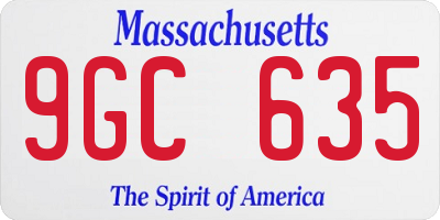 MA license plate 9GC635