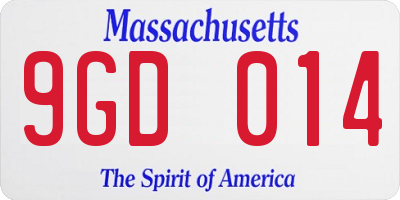 MA license plate 9GD014