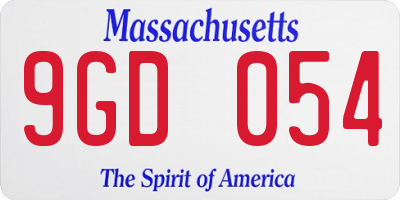 MA license plate 9GD054