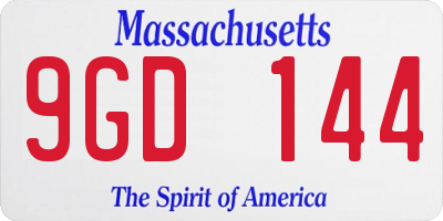 MA license plate 9GD144