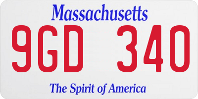 MA license plate 9GD340