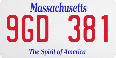 MA license plate 9GD381