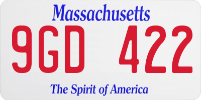 MA license plate 9GD422