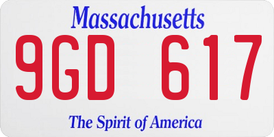 MA license plate 9GD617