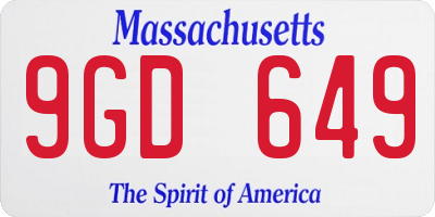 MA license plate 9GD649