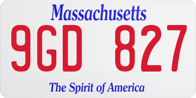 MA license plate 9GD827